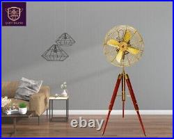 Electric Antique Pedestal Fan with wooden tripod Floor Fan Home Office Décor