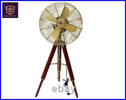 Electric Antique Pedestal Fan with wooden tripod Floor Fan Home Office Décor