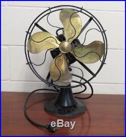Emerson 12 Electric Desk Fan 3 Speed Oscillating Type 29646 Antique Brass Fan