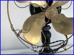 Emerson 21646 Antique Electric Oscillating Fan with12 brass blades cage Restored