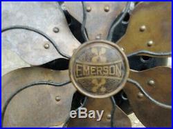 Emerson Desk Fan Model 2466 Six Blade Parker Brass Blade Antique Machine