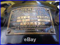 Emerson antique 6 brass blade fan oscillating 3 speed vintage 1922 runs great