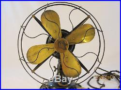Exc. & Unrestored Antique ROBBINS & MEYERS Brass Bladed Electric Fan It Works