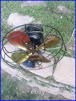 Excellent Working Antique Peerless Oscillating Fan 12 Inch 3 speed Brass Blades