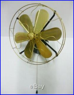 Fan Wall Brass Blade Antique Electric Vintage Switch Twitch Cable 12 Inch