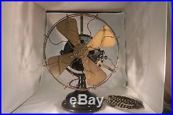 GE Electric Fan, Brass Blade And Cage Pancake Antique Fan. 1906
