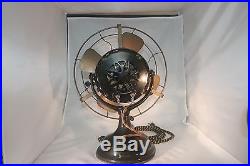 GE Electric Fan, Brass Blade And Cage Pancake Antique Fan. 1906