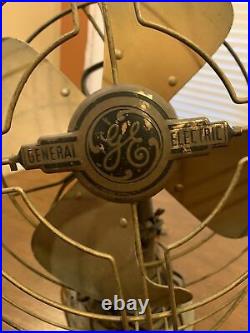 GE Fan Vintage Old Industrial Art Deco Electric 3 Speed Oscillating, Works