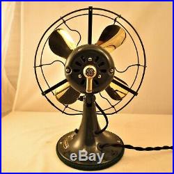 GE General Electric WHIZ Antique Fan Brass Blades with built-in switch Restored