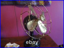 GE antique electric fan, big motor yoke, 12 brass blade & cage circa 1910