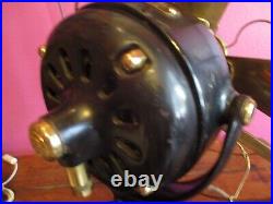 GE antique electric fan, big motor yoke, 12 brass blade & cage circa 1910