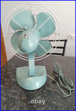 GENERAL ELECTRIC 2 SPEED OSCILATING FAN F15S125 TEAL BLUE GREEN 1950's