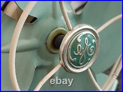 GENERAL ELECTRIC 2 SPEED OSCILATING FAN F15S125 TEAL BLUE GREEN 1950's