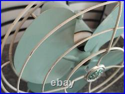 GENERAL ELECTRIC 2 SPEED OSCILATING FAN F15S125 TEAL BLUE GREEN 1950's