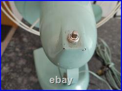 GENERAL ELECTRIC 2 SPEED OSCILATING FAN F15S125 TEAL BLUE GREEN 1950's