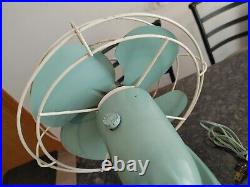 GENERAL ELECTRIC 2 SPEED OSCILATING FAN F15S125 TEAL BLUE GREEN 1950's