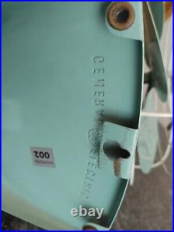 GENERAL ELECTRIC 2 SPEED OSCILATING FAN F15S125 TEAL BLUE GREEN 1950's