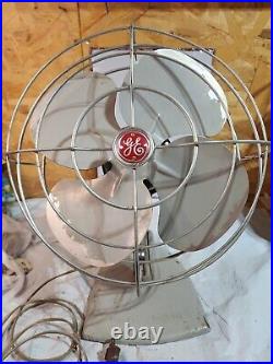 General Electric GE Table Fan F14S125 Oscillating Metal 14 Antique 1940s MCM