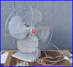 General Electric GE Table Fan F14S125 Oscillating Metal 14 Antique 1940s MCM