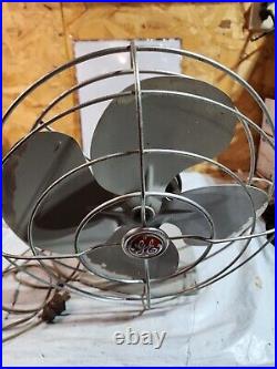 General Electric GE Table Fan F14S125 Oscillating Metal 14 Antique 1940s MCM