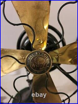 General Electric Whiz 9 Fan GE Vintage Antique Brass Blade Works great