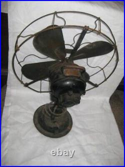 Genuine 16 Century Brass Bladed Oscillating Fan In Untouched Original Condition