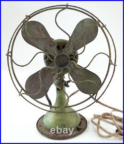 Green Antique Western Electric Table Desk Cage Fan Rotating
