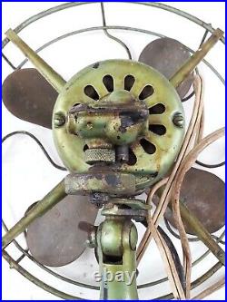 Green Antique Western Electric Table Desk Cage Fan Rotating