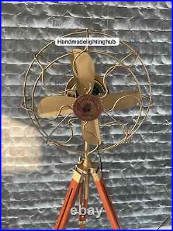 Handmade Electric Brown Antique Floor Fan Vintage Style Pedestal Standing Fan