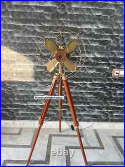 Handmade Electric Brown Antique Floor Fan Vintage Style Pedestal Standing Fan