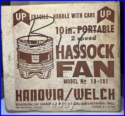 Hanovia Welch Fan 2 Speed Hassock Floor 10-101 Vintage New In Box Deaddtock