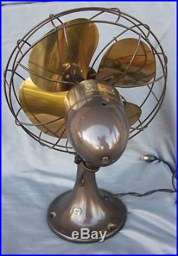 Intage Antique Emerson 6250 K Reciprocating Fan With Brass Blades Works Fine