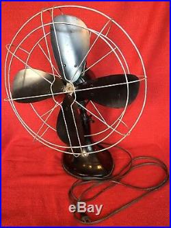 Large Antique Cast Iron HUNTER Electric Fan 16 Blades Oscillating Working EXC