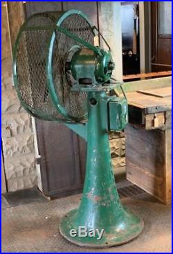 Large Antique Cast Iron Industrial Perkins Floor Fan 62Tall