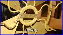MENOMINEE ELECTRIC STAGHORN ANTIQUE Brass Blade Fan