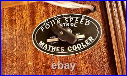 Mathes Cooler Antique Vintage Wooden Fan 4 blade 4 speed Works Great
