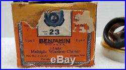 NOS Antique Benjamin Cluster 3 Light Adapter + Original Box Vintage Electric Fan