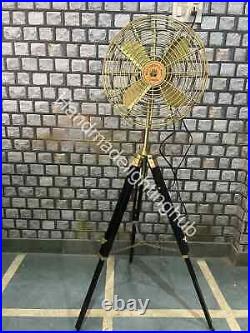 Nautical Brass Adjustable Tripod Floor Fan Antique Style Art Decor Unique Home