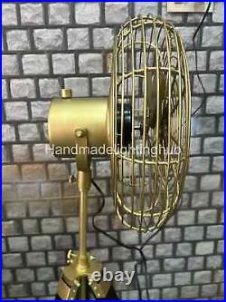 Nautical Brass Adjustable Tripod Floor Fan Antique Style Art Decor Unique Home