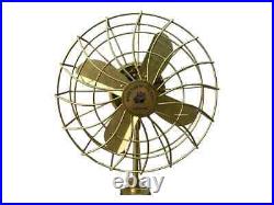 Nautical Brass Antique Finish Floor Fan with Black Tripod Adjustable Electric