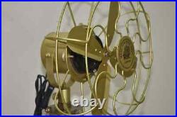 Nautical Handmade Antique Floor Fan Royal Navy Fan Brown with Wooden Tripod Stand