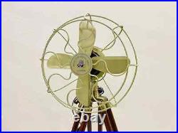 Nautical Handmade Antique Floor Fan, Royal Navy Fan With Brown Wooden Tripod