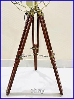 Nautical Handmade Antique Floor Fan, Royal Navy Fan With Brown Wooden Tripod