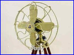 Nautical Handmade Antique Floor Fan, Royal Navy Fan With Brown Wooden Tripod