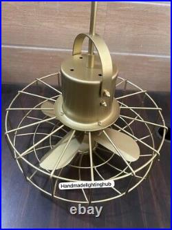 Nautical Pedestal Fan Handmade Modern Look Adjustable Height Brass Finish Decor