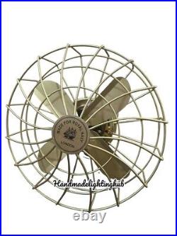 Nautical Pedestal Fan Handmade Modern Look Adjustable Height Brass Finish Decor