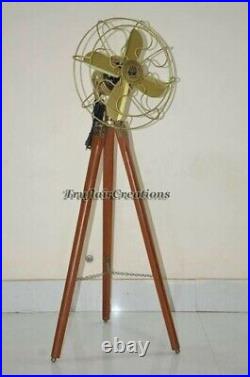 Nautical Royal Navy Brass Fan With Stand Antique Electrict Floor Fan 52 inch New