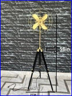 New Antique Brass Floor Fan with Tripod Electronic Solid Brass Fan gift