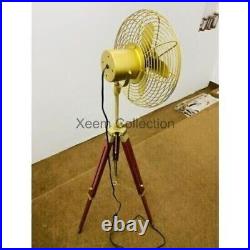 New Antique Fan With Wooden Adjustable Tripod Handmade Floor Working Fan gift