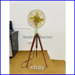 New Antique Fan With Wooden Adjustable Tripod Handmade Floor Working Fan gift